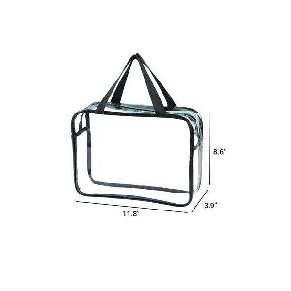 Clear Cosmetic Bag with Zipper and Handles
