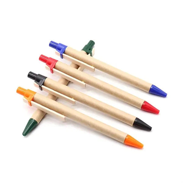 Eco-Friendly Kraft Paper Ballpoint Pen with Bamboo Clip
