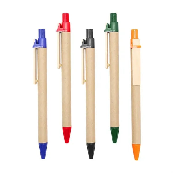Eco-Friendly Kraft Paper Ballpoint Pen with Bamboo Clip