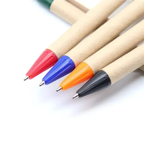 Eco-Friendly Kraft Paper Ballpoint Pen with Bamboo Clip