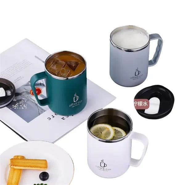 17 oz Stainless Steel Double-Wall Coffee Milk Mug with Scale