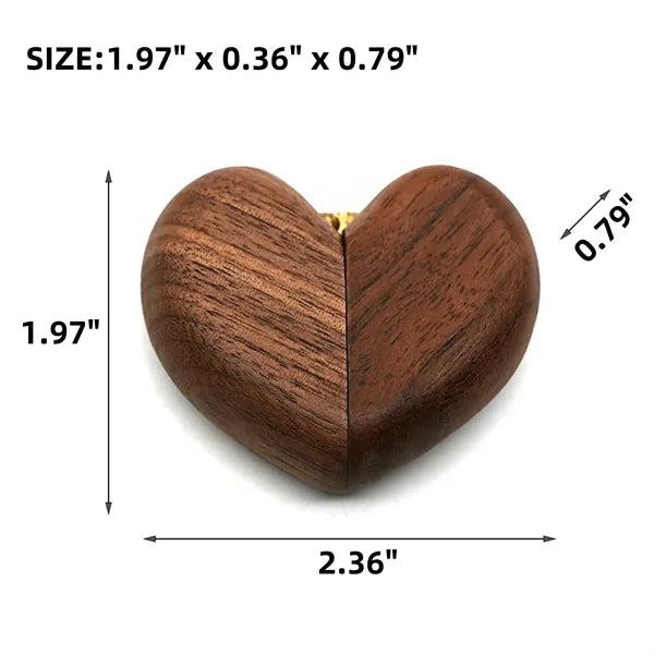 Engravable Black Walnut Heart Ring Box