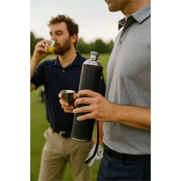 Birdie Bottle 12 oz Flask with 4 Shot Glasses in Cap
