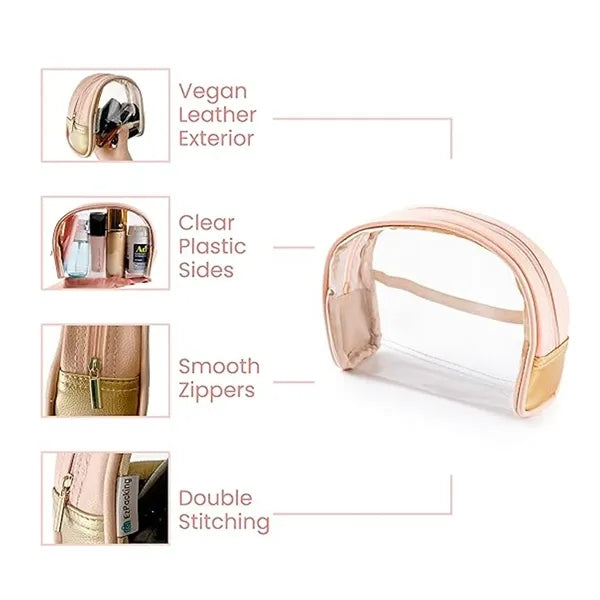Durable Waterproof Compact Half-Round Transparent Makeup Bag