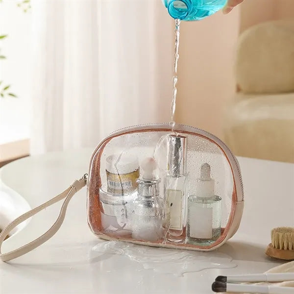Durable Waterproof Compact Half-Round Transparent Makeup Bag