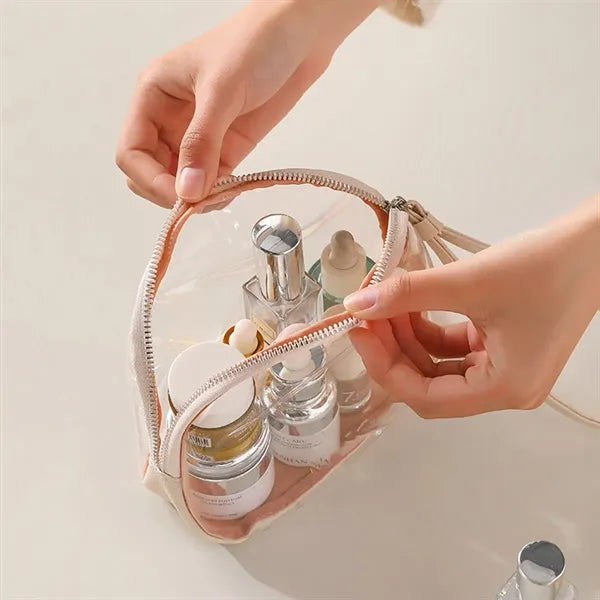 Durable Waterproof Compact Half-Round Transparent Makeup Bag