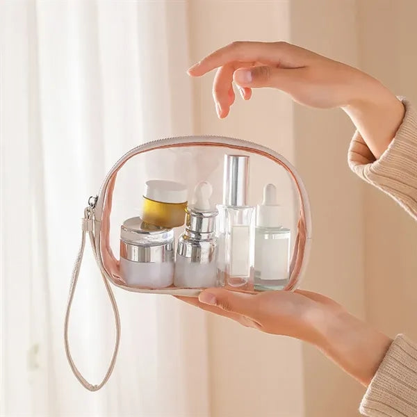 Durable Waterproof Compact Half-Round Transparent Makeup Bag