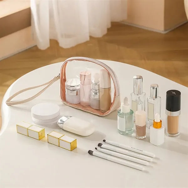 Durable Waterproof Compact Half-Round Transparent Makeup Bag