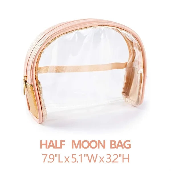 Durable Waterproof Compact Half-Round Transparent Makeup Bag
