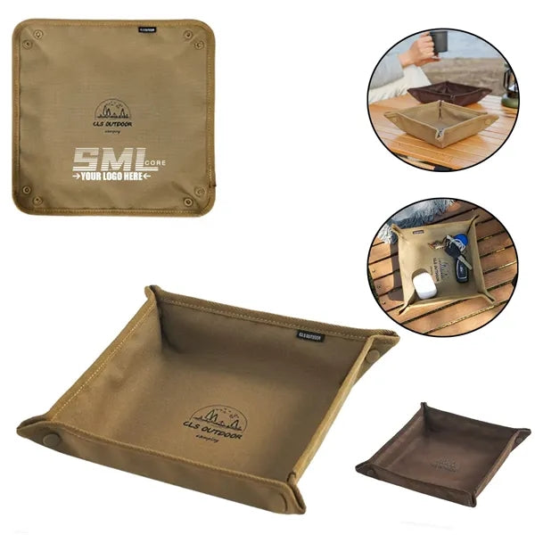 Foldable Canvas Valet Trays Catchall Camping Travel Trays