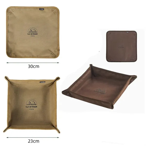 Foldable Canvas Valet Trays Catchall Camping Travel Trays