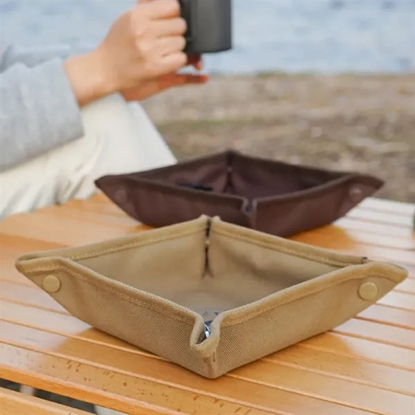 Foldable Canvas Valet Trays Catchall Camping Travel Trays