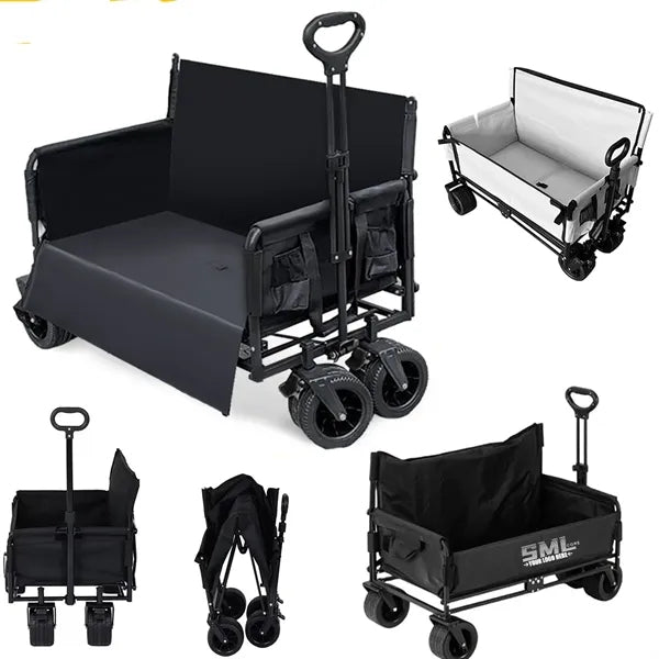 Foldable Camping Wagon with Side Access & Seat