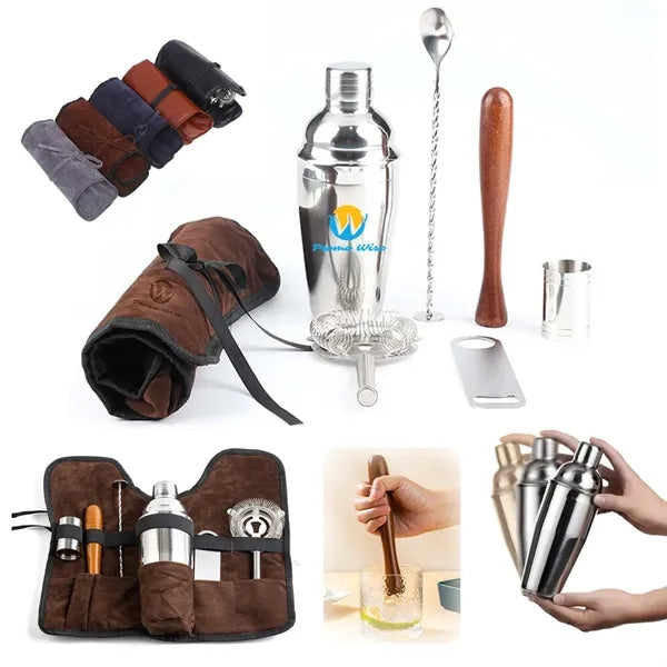 7-Pc Leakproof Stainless Steel Cocktail Set with Storage Bag