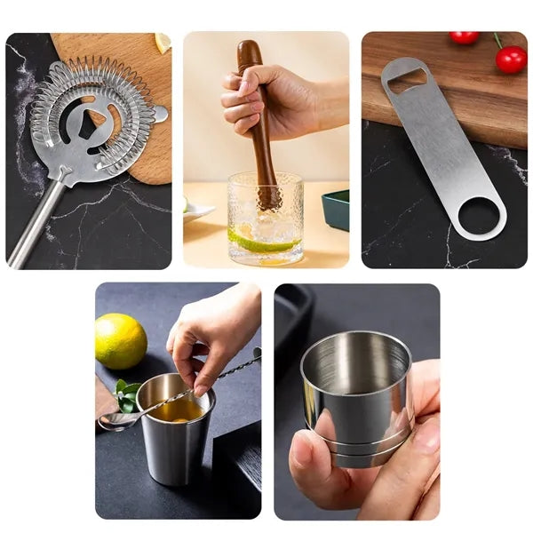 7-Pc Leakproof Stainless Steel Cocktail Set with Storage Bag