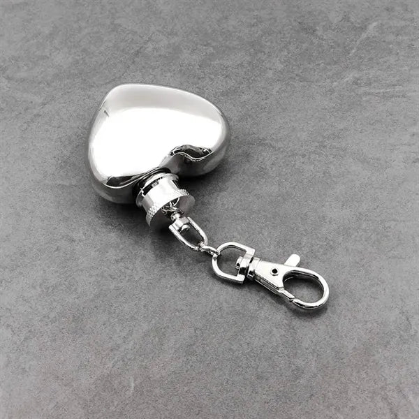 1oz Heart-Shaped Leakproof Stainless Steel Keychain Flask