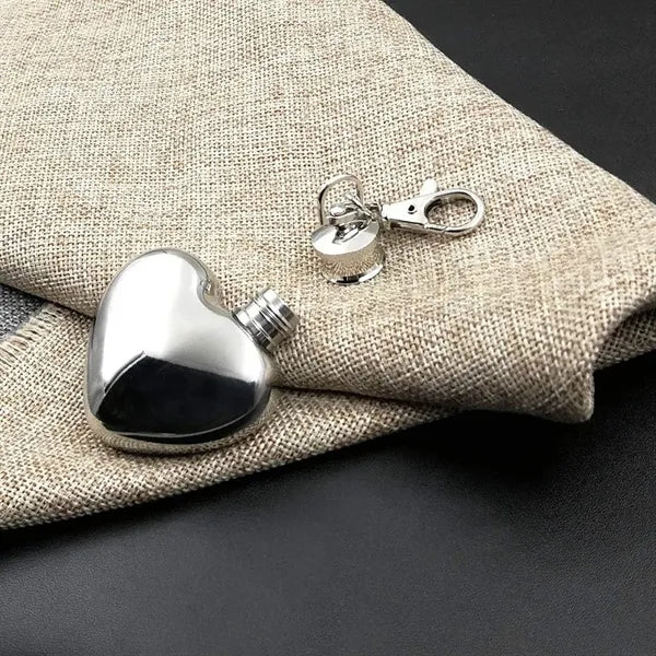 1oz Heart-Shaped Leakproof Stainless Steel Keychain Flask