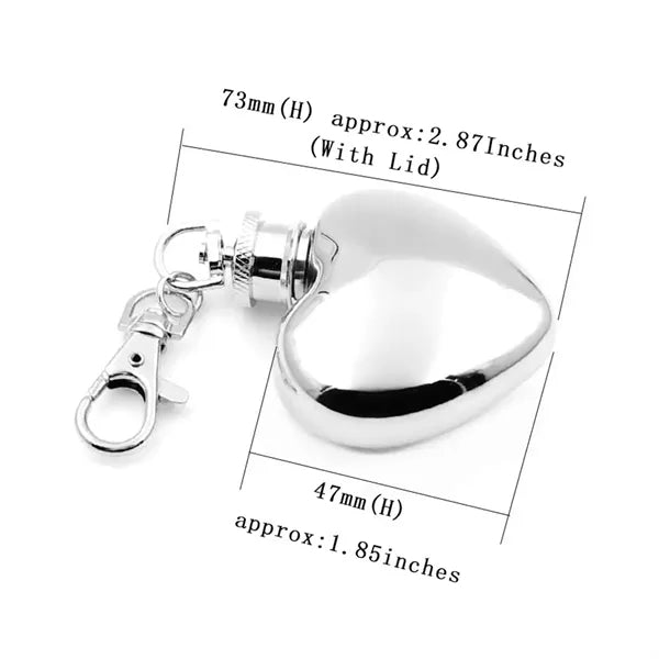 1oz Heart-Shaped Leakproof Stainless Steel Keychain Flask