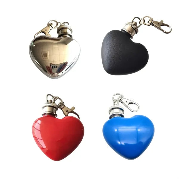 1oz Heart-Shaped Leakproof Stainless Steel Keychain Flask