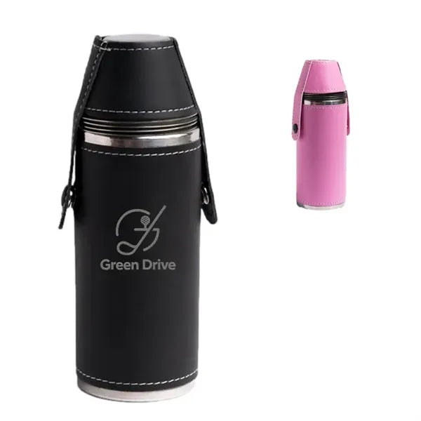 Birdie Bottle 8 oz Flask with 4 Shot Glasses in Cap