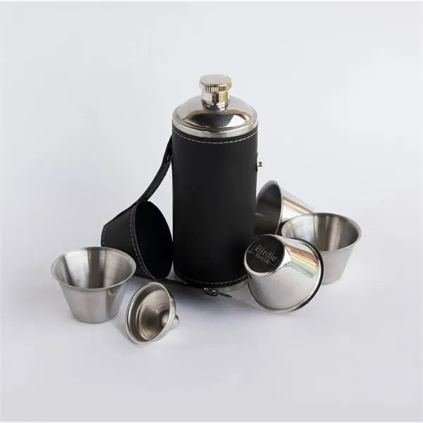 Birdie Bottle 8 oz Flask with 4 Shot Glasses in Cap