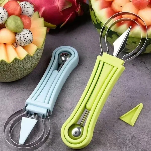 Melon Scooper Baller 3 in 1 Fruit Carving Tools Green Blue