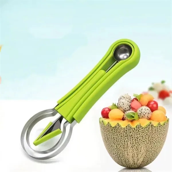 Melon Scooper Baller 3 in 1 Fruit Carving Tools Green Blue