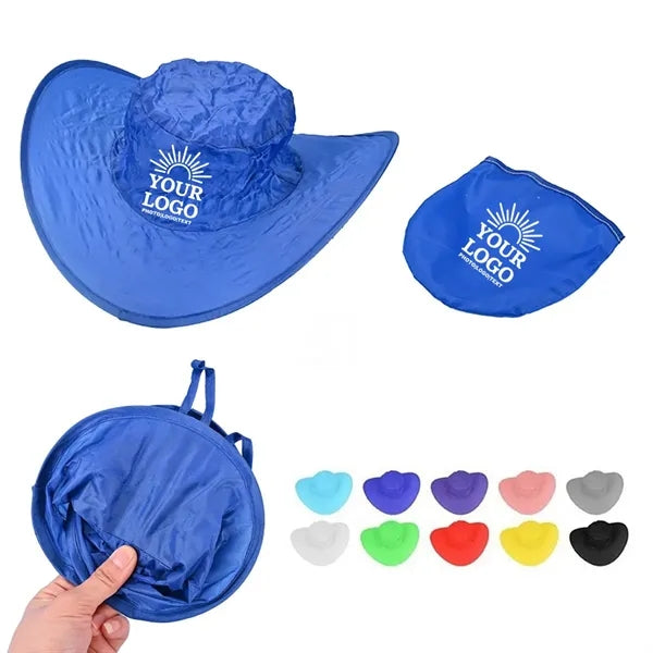 Branded Collapsible Cowboy Hat W/ Storage Pouch