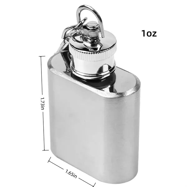 Mini Square 1oz Stainless Steel Flask Keychain