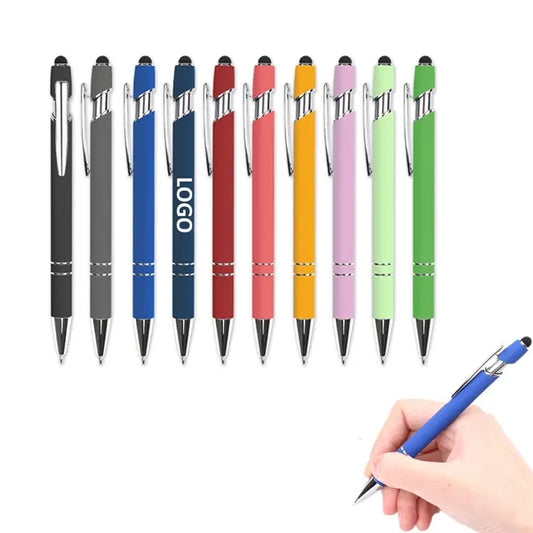 Sleek Metal Ballpoint Pen With Double Ring Accents