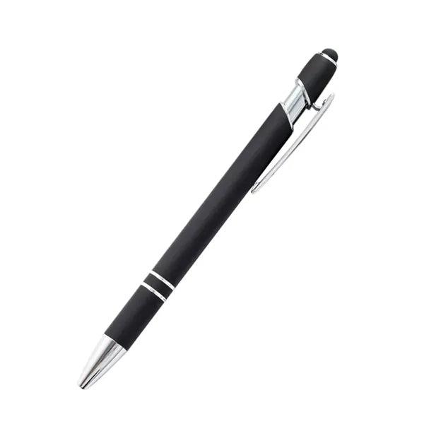 Sleek Metal Ballpoint Pen With Double Ring Accents