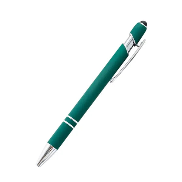 Sleek Metal Ballpoint Pen With Double Ring Accents