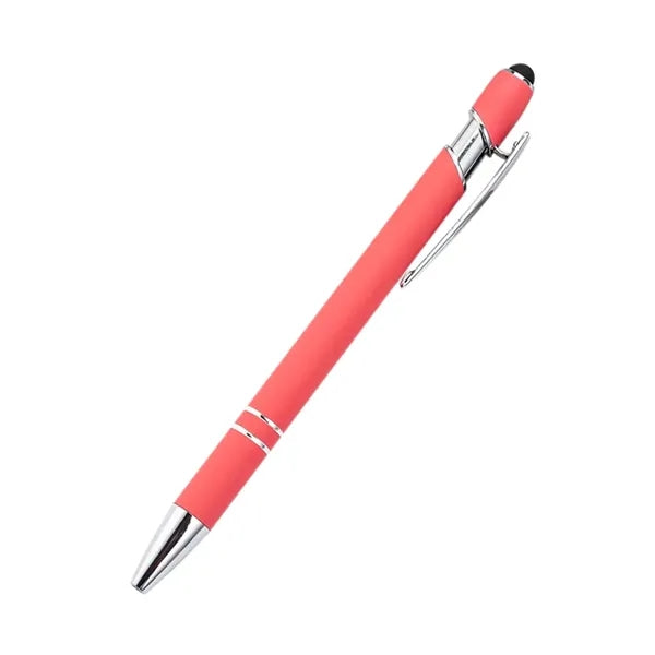 Sleek Metal Ballpoint Pen With Double Ring Accents