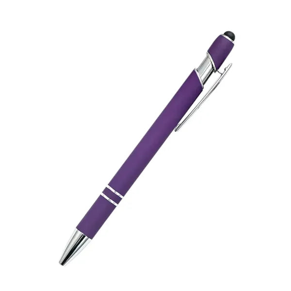 Sleek Metal Ballpoint Pen With Double Ring Accents