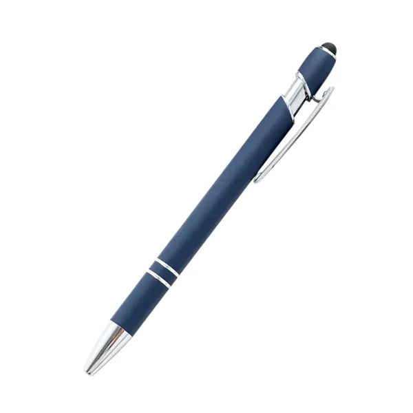 Sleek Metal Ballpoint Pen With Double Ring Accents