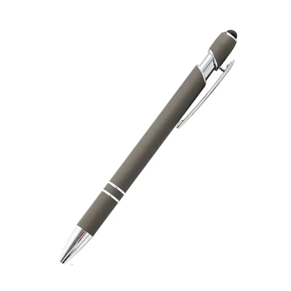 Sleek Metal Ballpoint Pen With Double Ring Accents