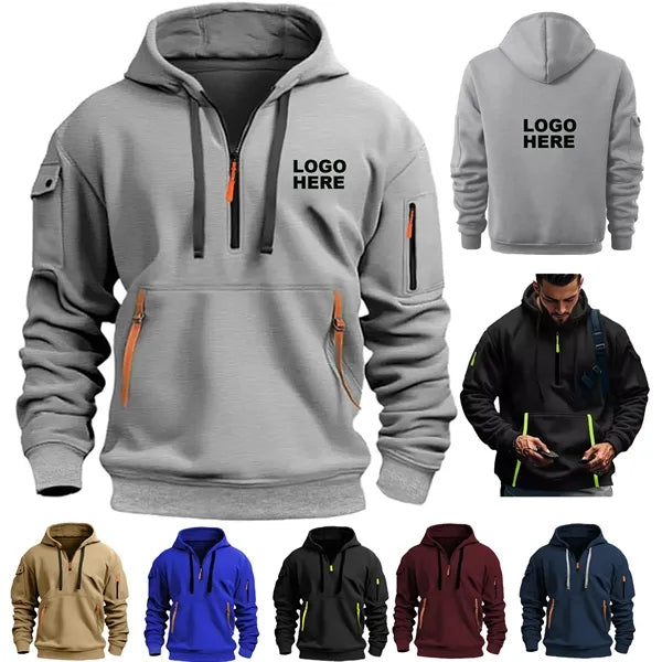Vintage Quarter Zipper Pullover Sweatshirts Hoodies for Men