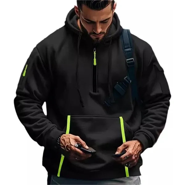 Vintage Quarter Zipper Pullover Sweatshirts Hoodies for Men