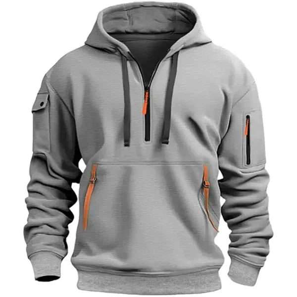 Vintage Quarter Zipper Pullover Sweatshirts Hoodies for Men