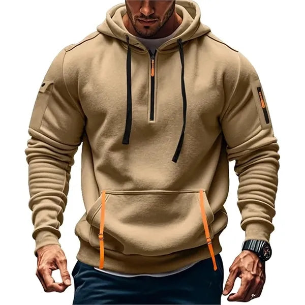 Vintage Quarter Zipper Pullover Sweatshirts Hoodies for Men