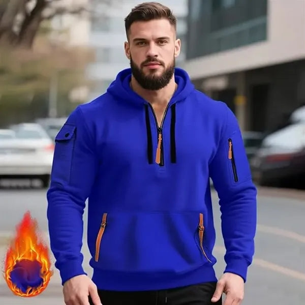 Vintage Quarter Zipper Pullover Sweatshirts Hoodies for Men