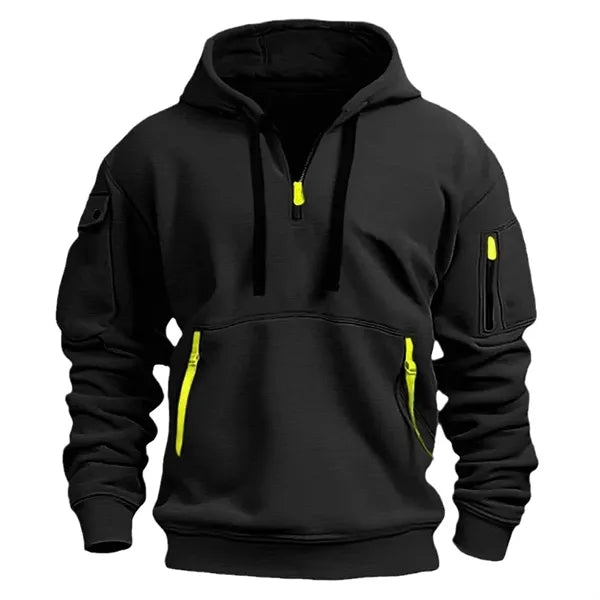 Vintage Quarter Zipper Pullover Sweatshirts Hoodies for Men