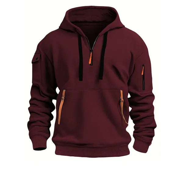 Vintage Quarter Zipper Pullover Sweatshirts Hoodies for Men