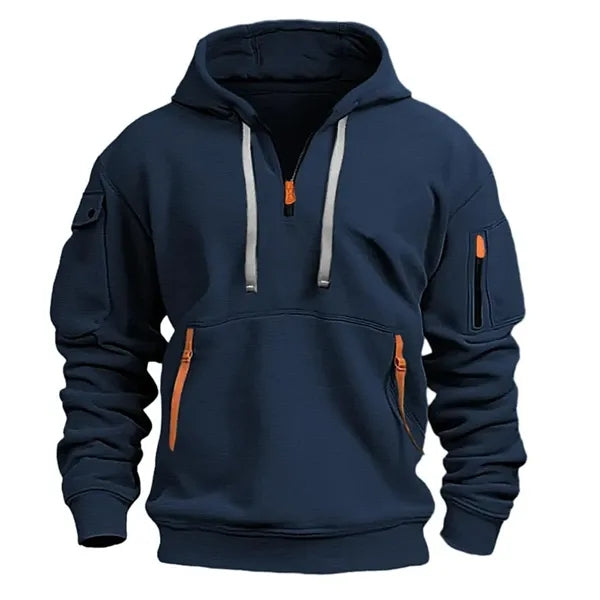 Vintage Quarter Zipper Pullover Sweatshirts Hoodies for Men
