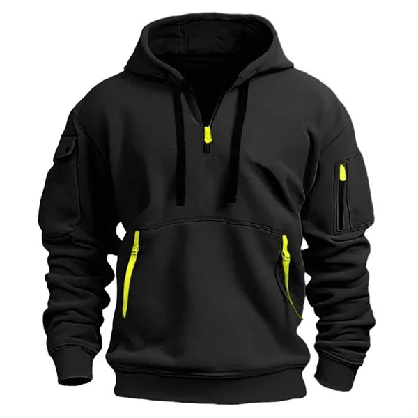 Vintage Quarter Zipper Pullover Sweatshirts Hoodies for Men