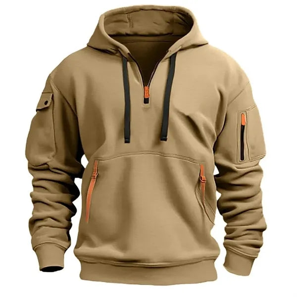 Vintage Quarter Zipper Pullover Sweatshirts Hoodies for Men