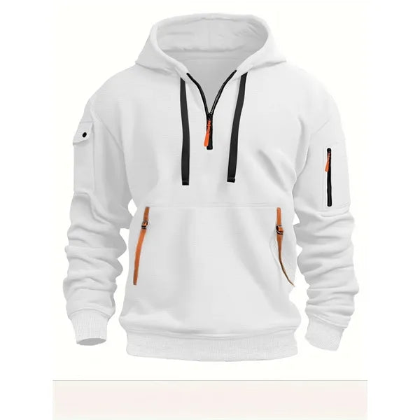 Vintage Quarter Zipper Pullover Sweatshirts Hoodies for Men