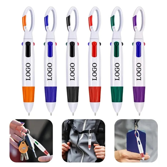 4-In-1 Retractable Ballpoint Pen With Carabiner