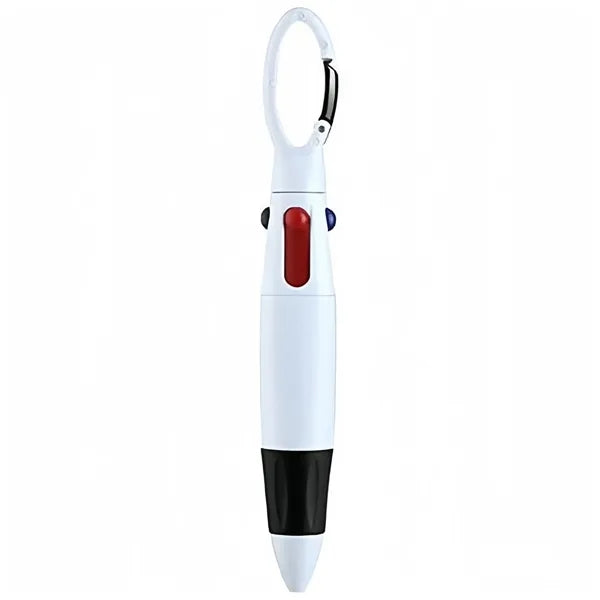4-In-1 Retractable Ballpoint Pen With Carabiner