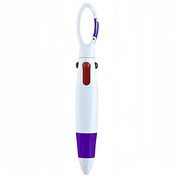 4-In-1 Retractable Ballpoint Pen With Carabiner